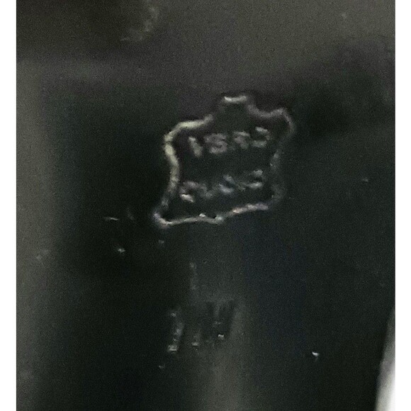 Donald Pliner Ella Blk Leather Metallic Smoke Hex Column Heel Sandal 7M Dustbag - Picture 13 of 13